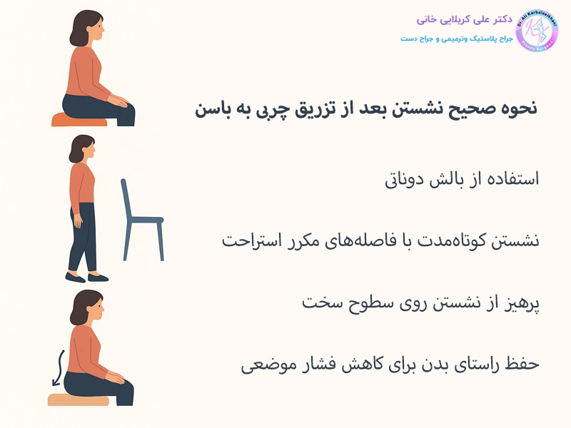 نحوه صحیح نشستن بعد از تزریق چربی به باسن