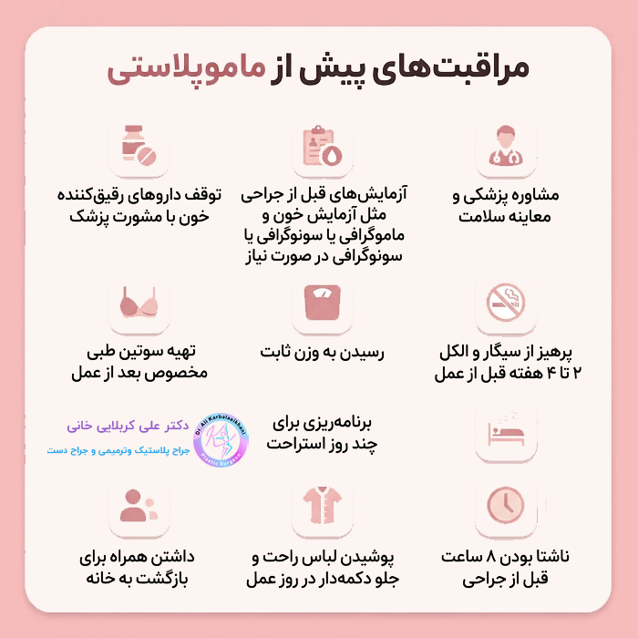 مراقبت های پیش از ماموپلاستی